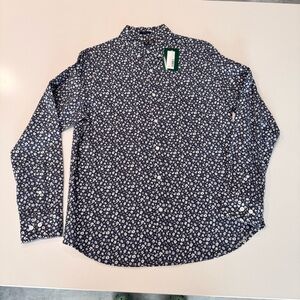 Rye Men's Dark Blue Floral Button Down Shirt